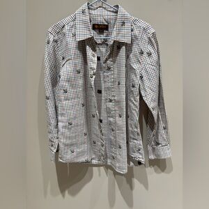 LÉON Plaid dress Shirt with Embroidered Details size 6